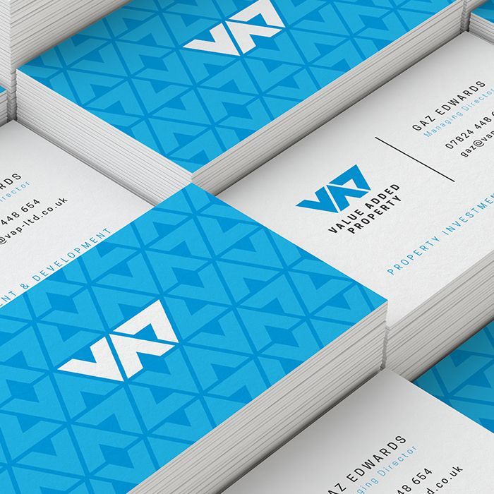 Value Added Property logo design on business cards