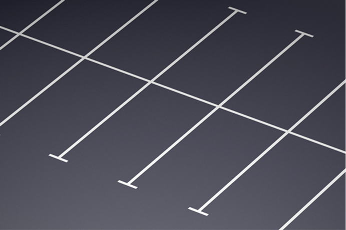 Parking lot with white diagonal parking space lines on dark gray asphalt. Parking lot with white diagonal parking space lines on dark gray asphalt.