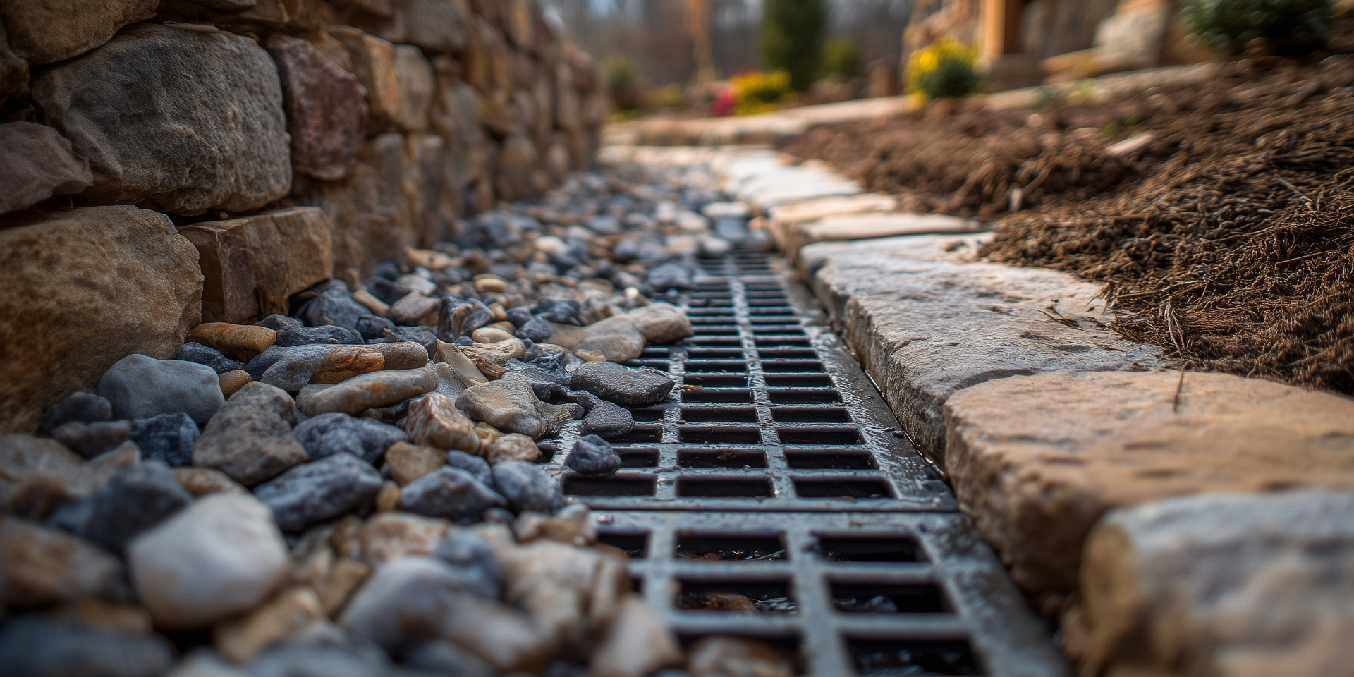 Person in orange work pants using a string trimmer on grass.