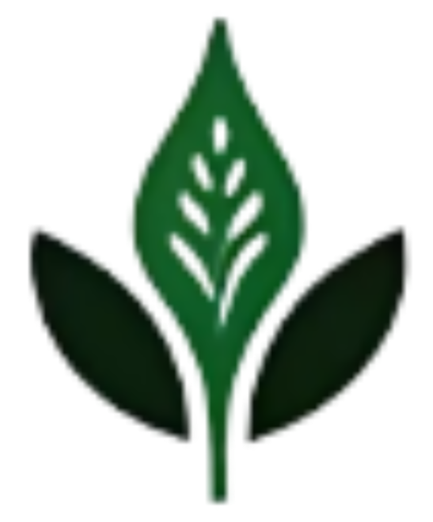 Green leaf symbol with two darker leaves, representing growth or nature.