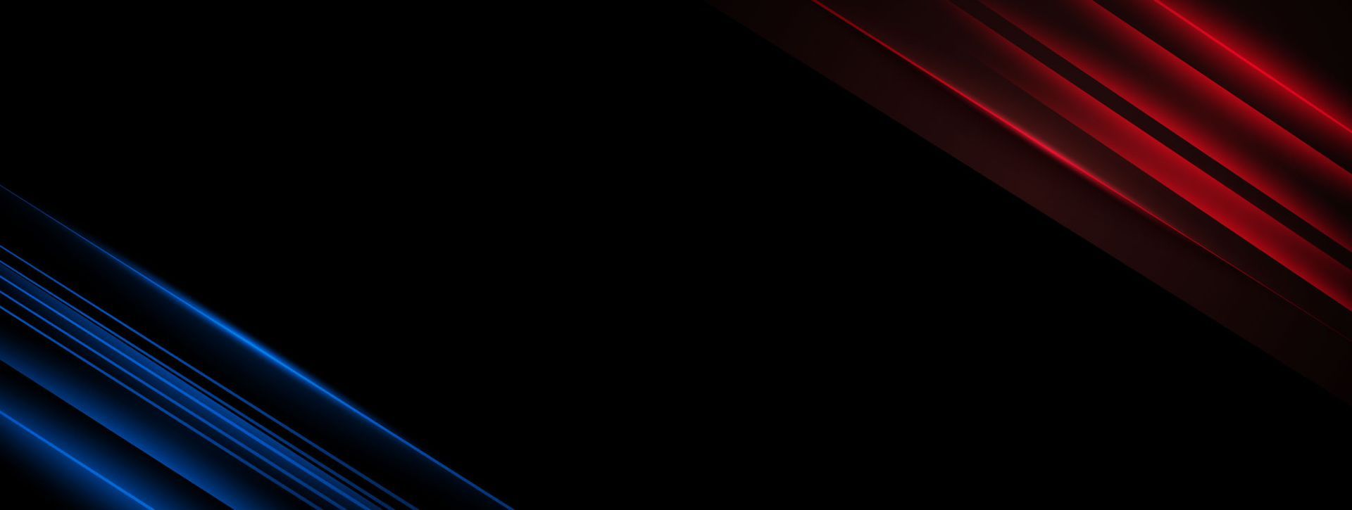 black background with blue and red graphic lines in the corners