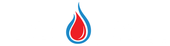 water heaters and water softeners company logo with a red and blue flame