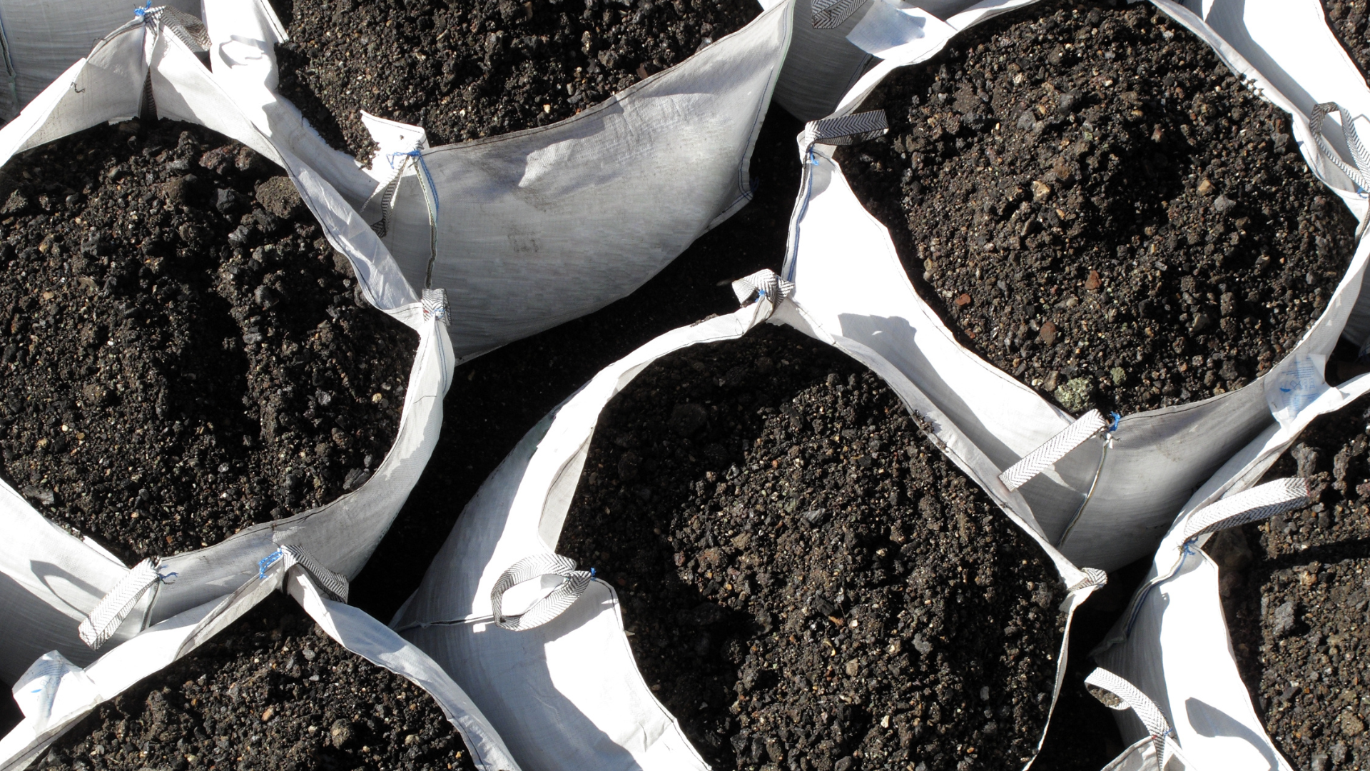 A dumpster filled with junk in front of a blue house.