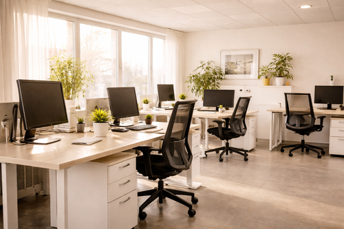 a clean office space with heaps of natural lighting