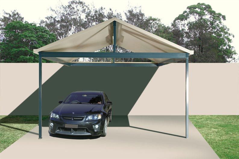 cars parked under a patio