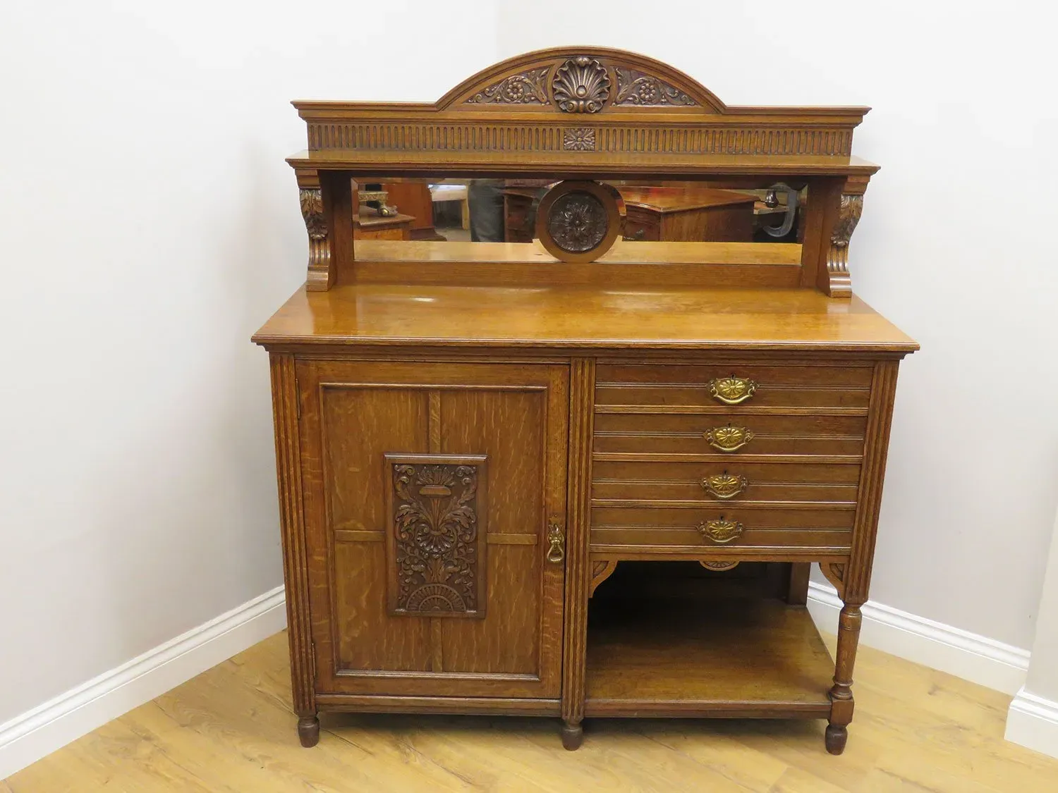 Victorian carved oak sidecabinet 1
