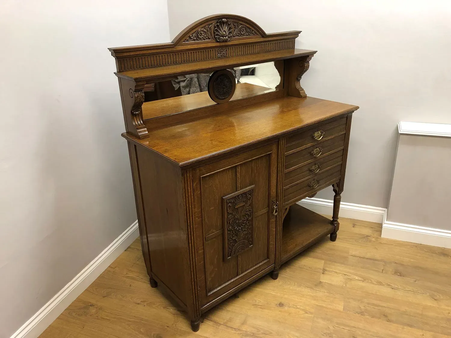 Victorian carved oak sidecabinet 5