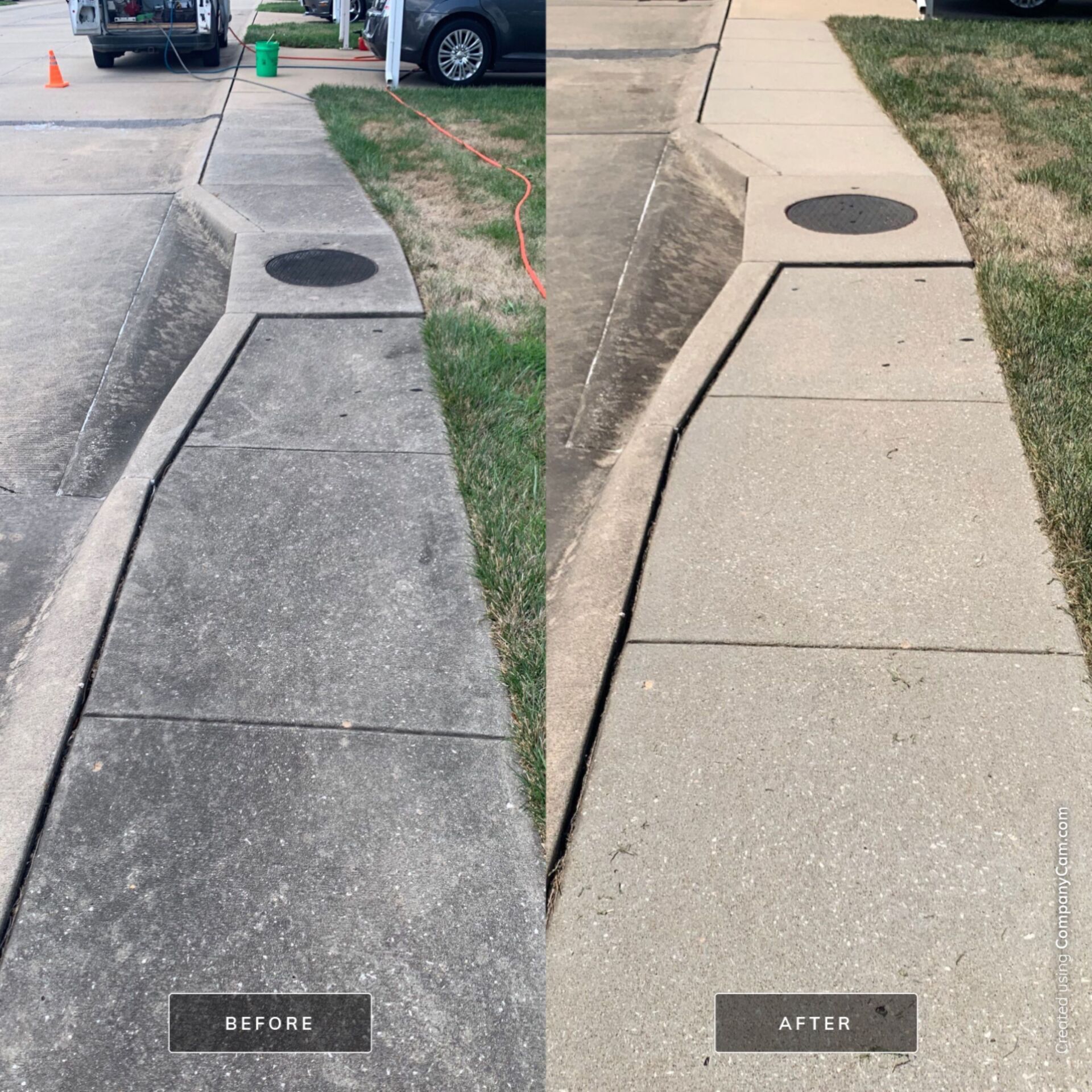 Before & After Pressure washing sidewalk