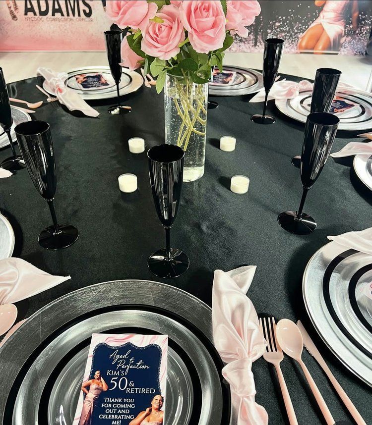 A table set for a 50th birthday celebration