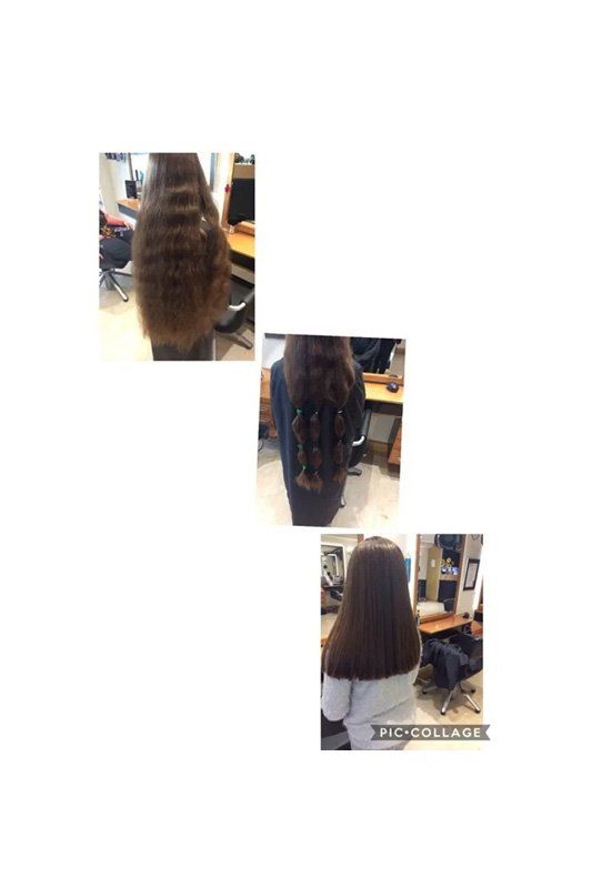 Before and after of a women's haircut