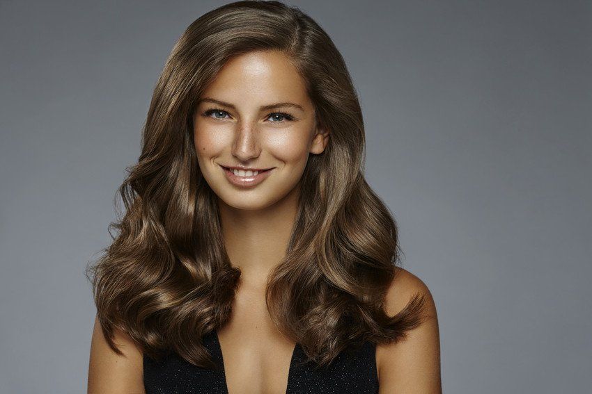Beautiful brunette with long wavy hair