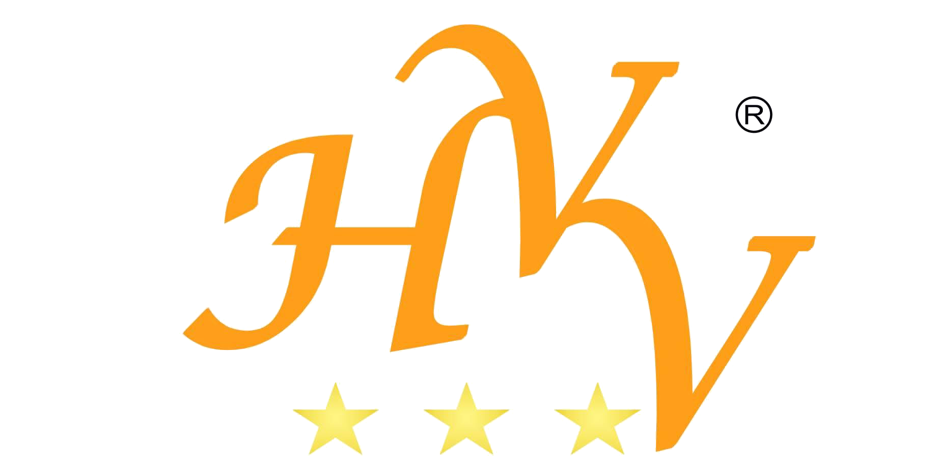 Logo arancione HKV con tre stelle gialle sottostanti, simbolo di marchio registrato.