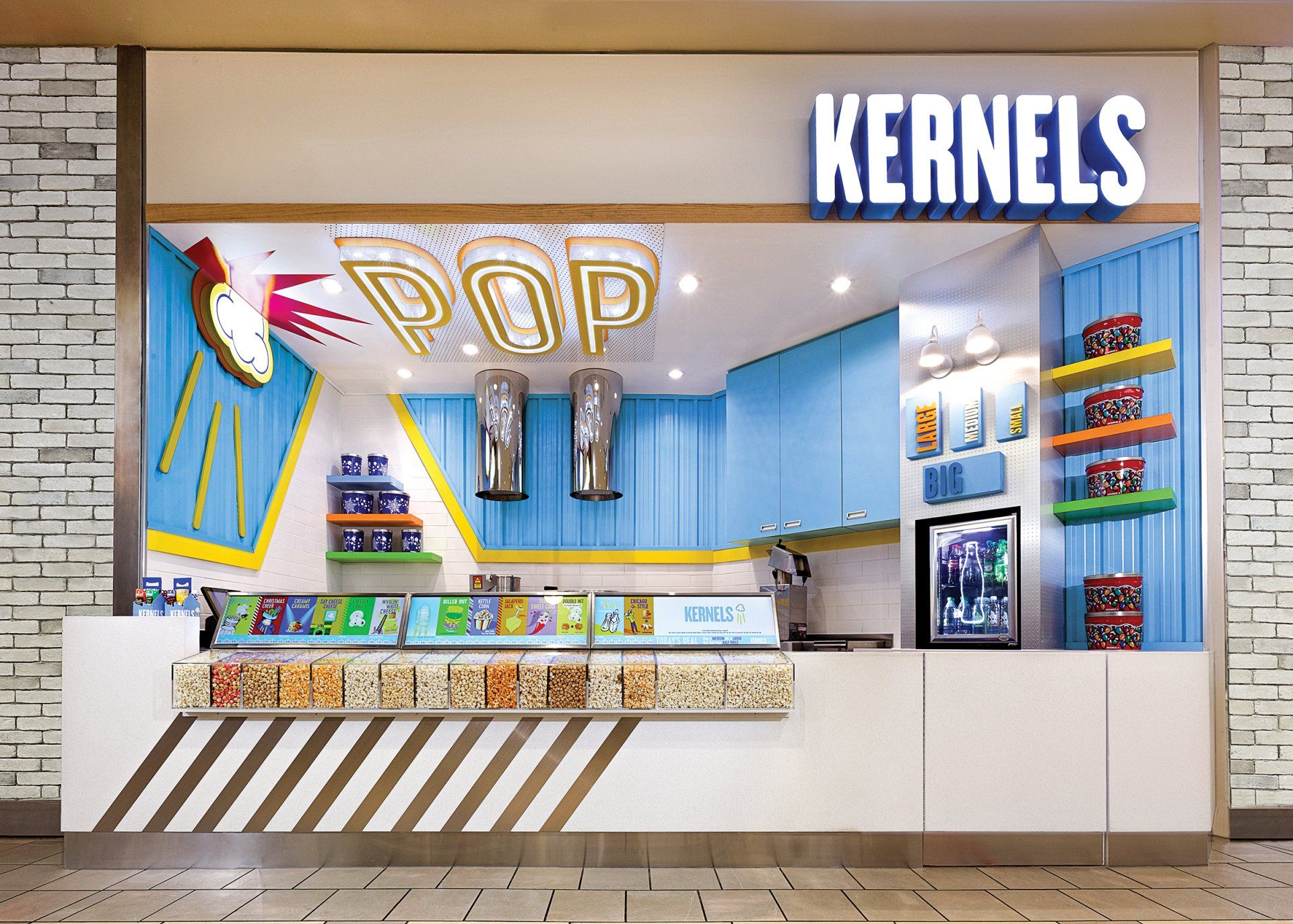 A store front for kernels pop in a mall