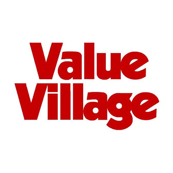 A red value village logo on a white background