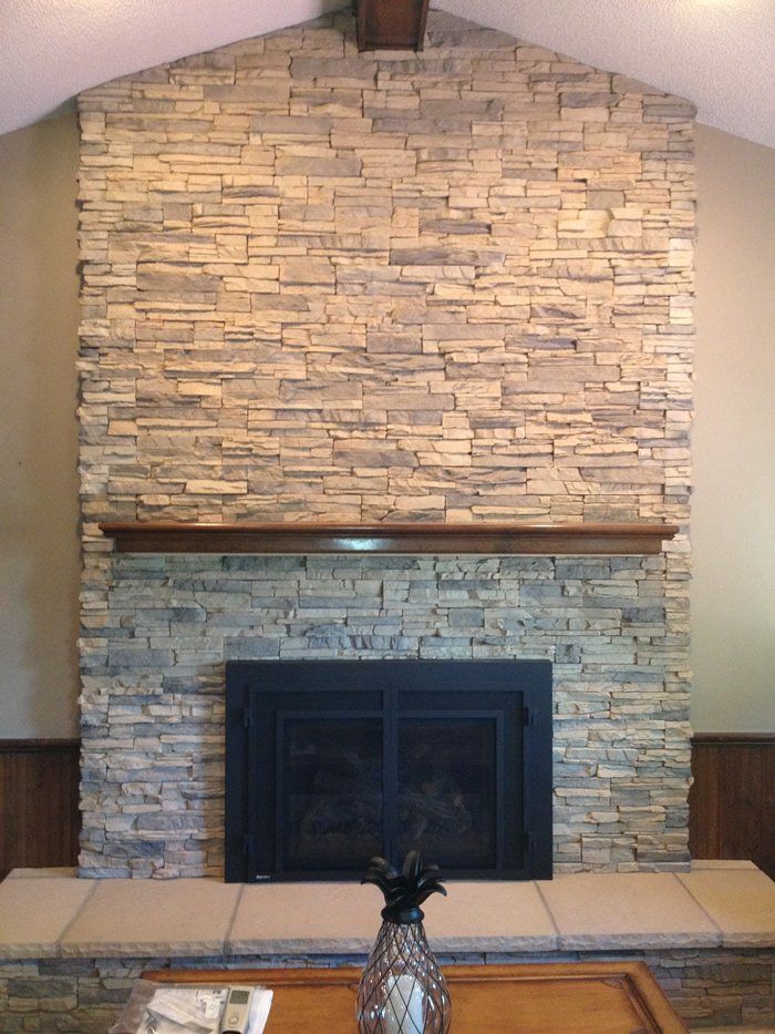 Wood mantel and gas fireplace installation