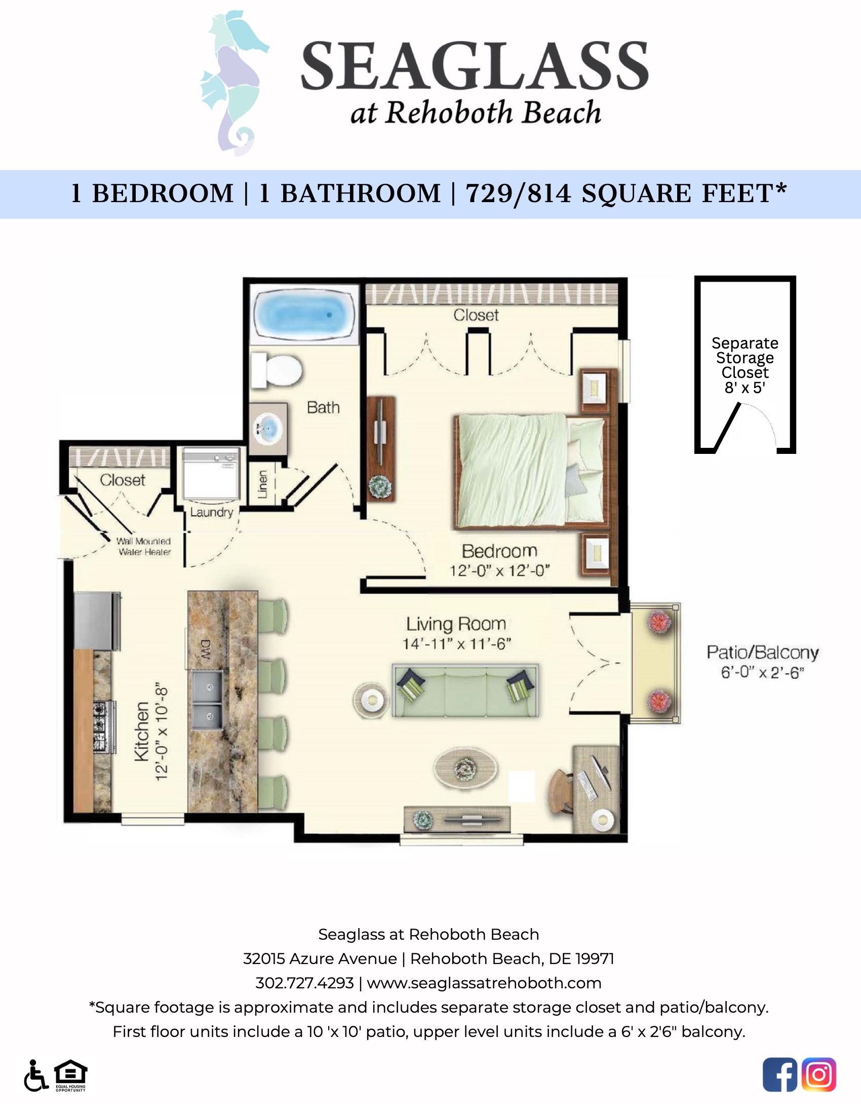 1BR/1BA Floorplan