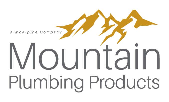Mountain Plumbing Products logo: Gold mountain illustration above gray text.