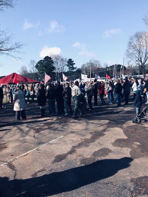 Jefferson Memorial Gardens Veterans Walking With United States Flag