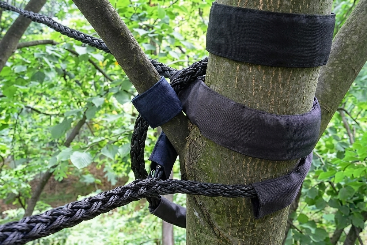Professional tree cabling and bracing for branch support.