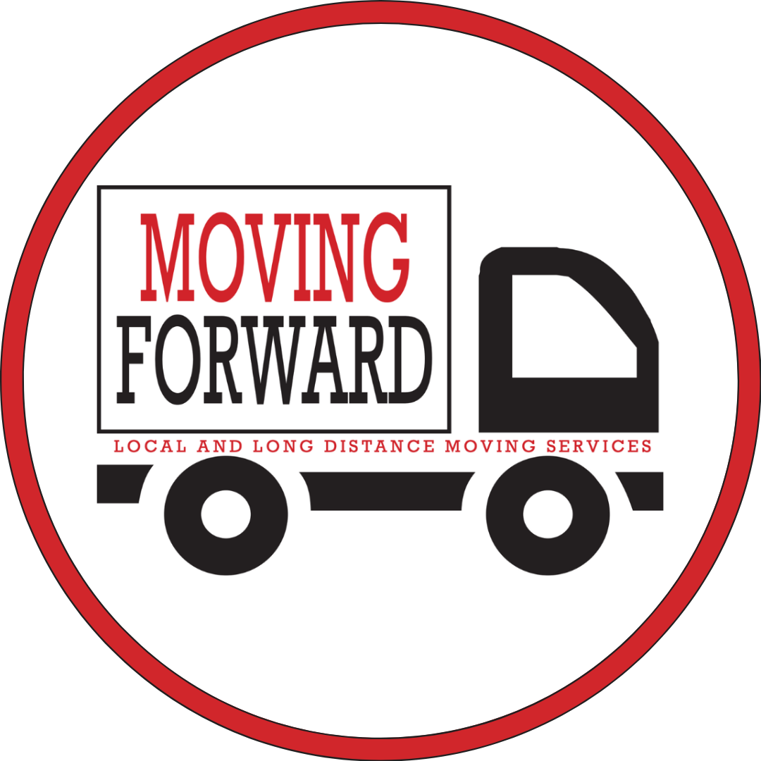 A logo for moving forward local and long distance moving services
