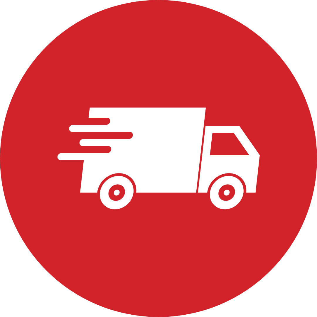 A white delivery truck is in a red circle.