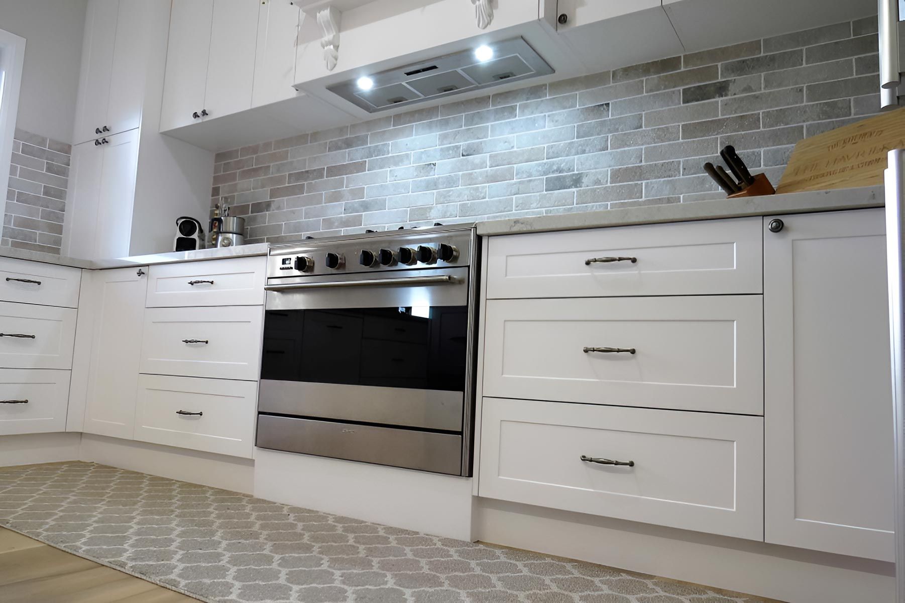 Kitchen With Grey Subway Tile Backsplash — Piscopo Kitchens Plus In Hallidays Point, NSW