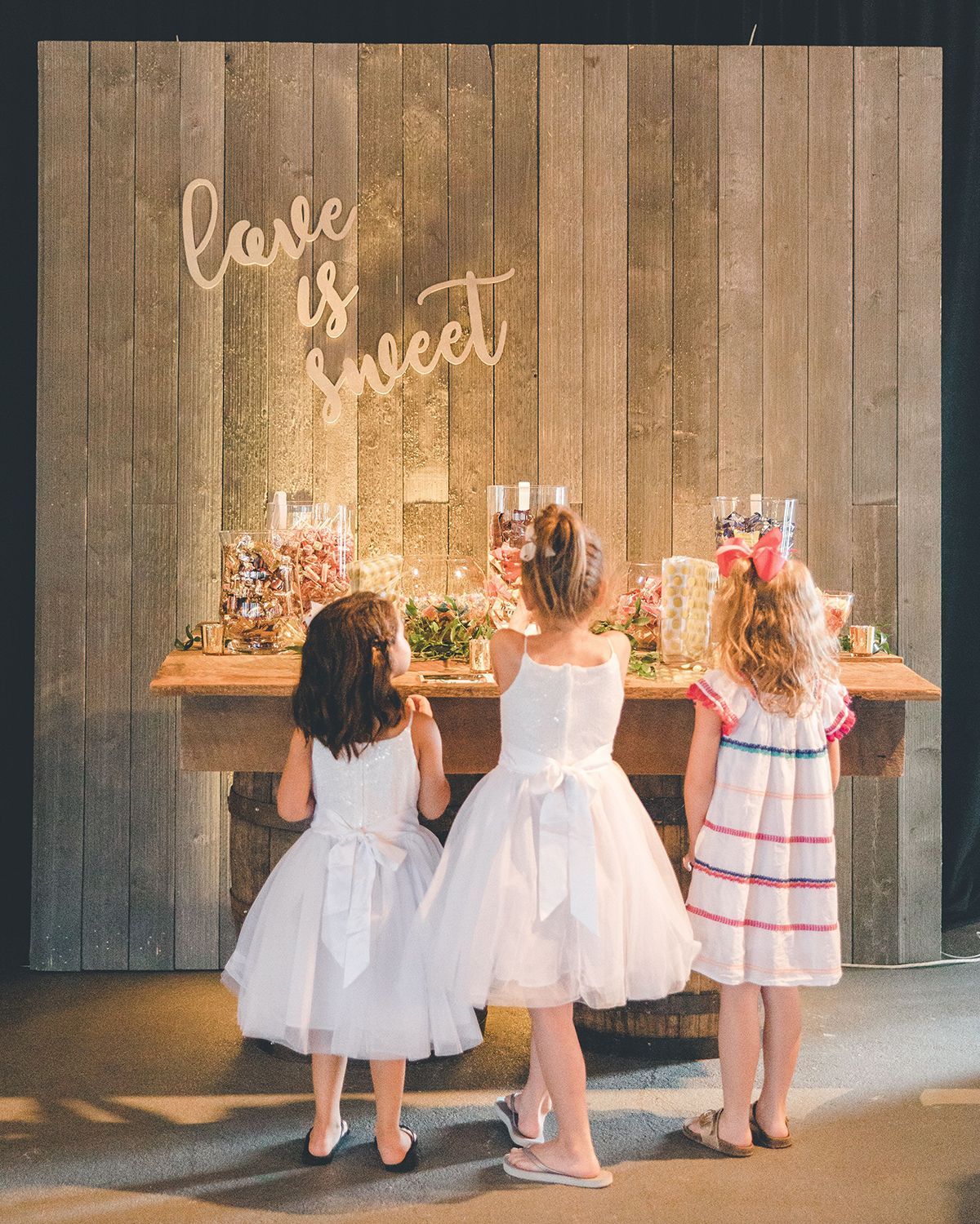 three little girls at wedding