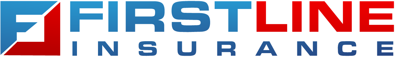 The Firstline Insurance logo featuring a blue and red stylized "F" icon next to the company name.