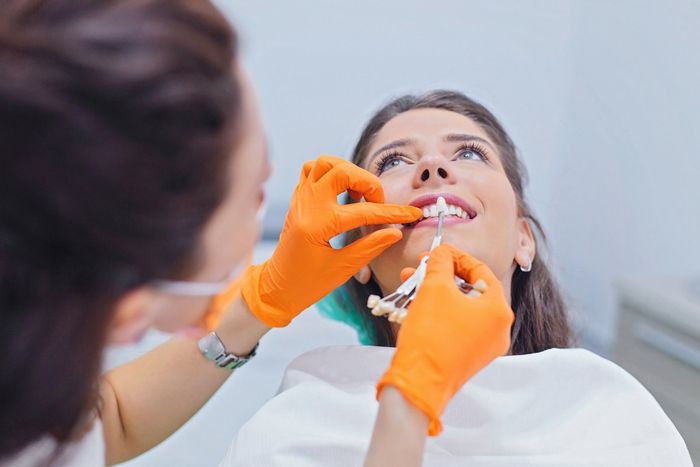 Woman Having Her Teeth Examined at Dentist Office — Lyman, SC — Palmetto Smiles Prosthetic Dentistry