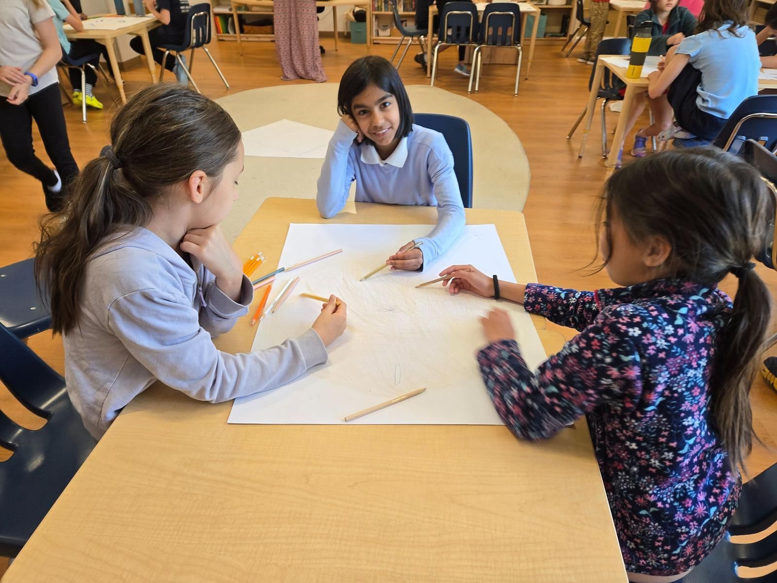 Montessori students working outside
