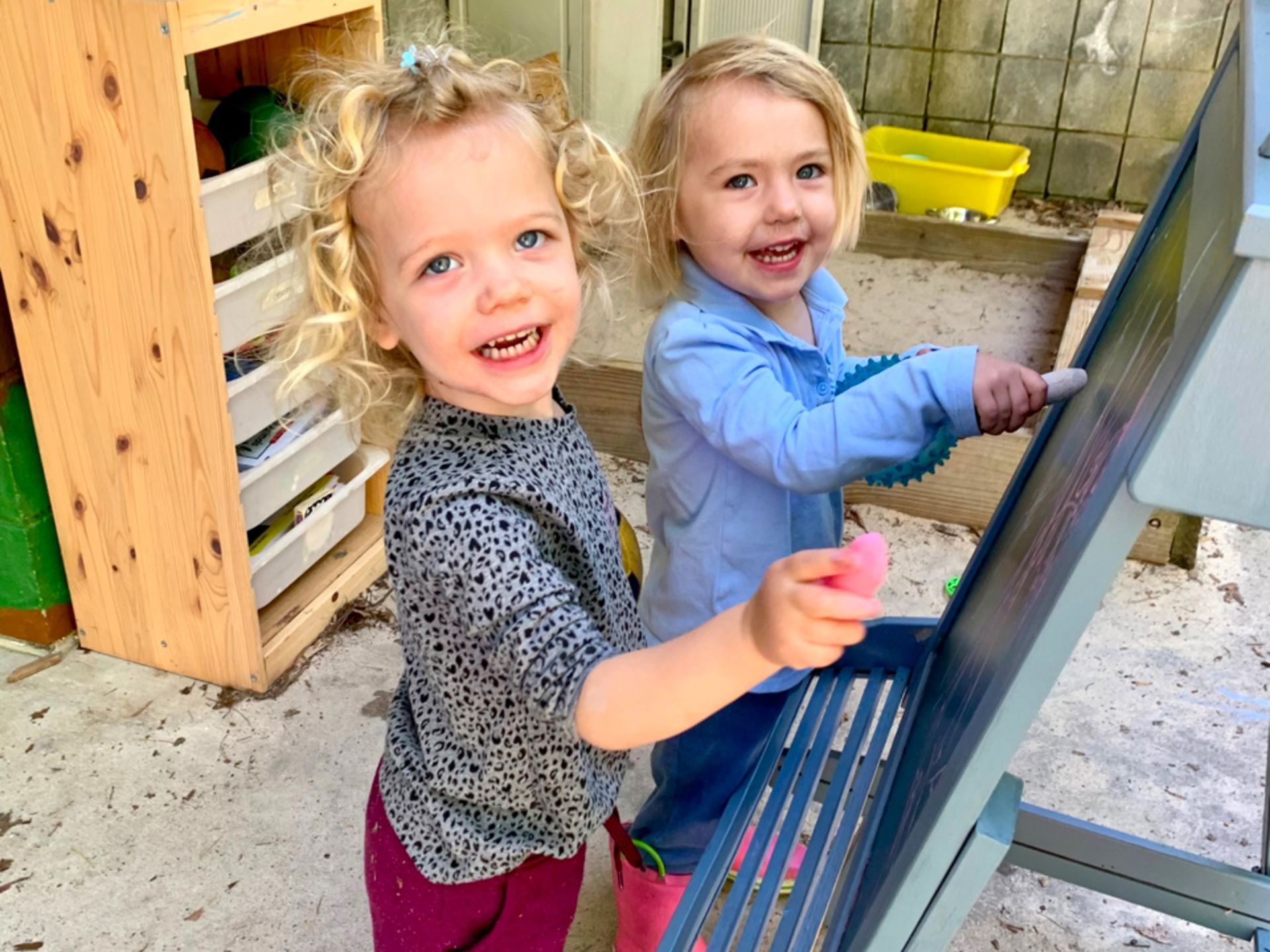 Two happy Montessori children