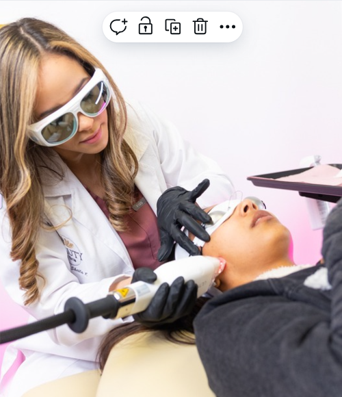 Woman receiving a laser skin rejuvenation treatment