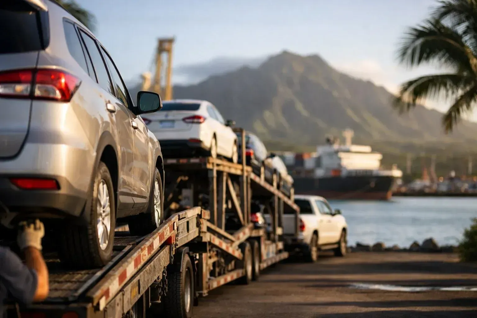 Cars are Ready to Ship from Virginia to Hawaii after inspection, documentation, and secure loading for transport to port and ocean shipment service.