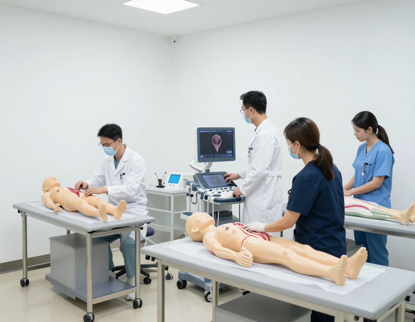 Clinicians training in an orthopaedic medicine workshop