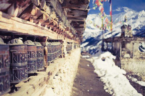 Mountain hike with young man