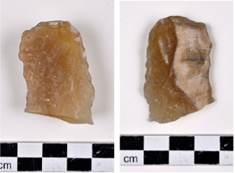 Pyrgos Levallois flake of patinated quartz