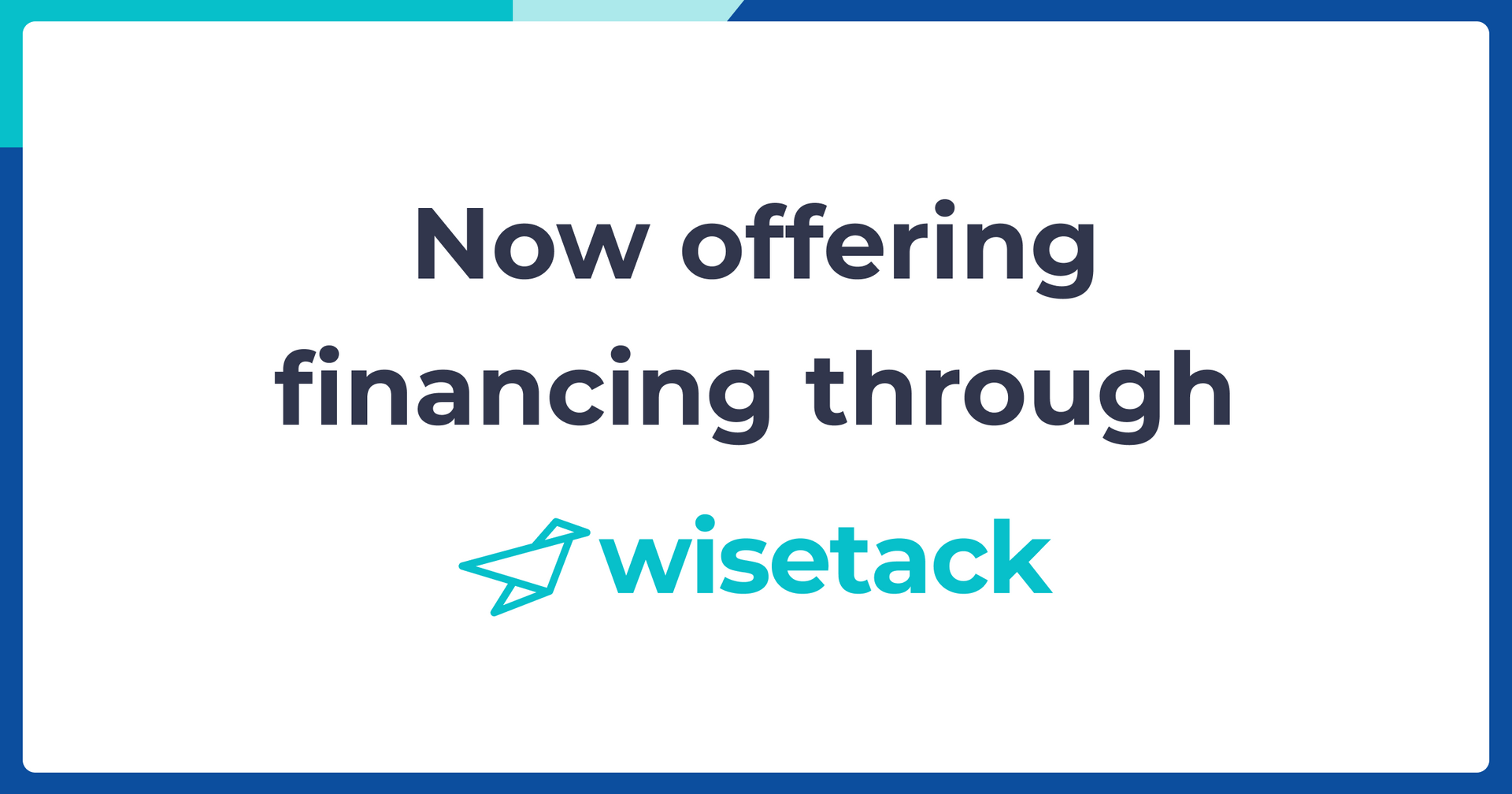 Cut Twice Woodworks is now offering financing through wise tack.