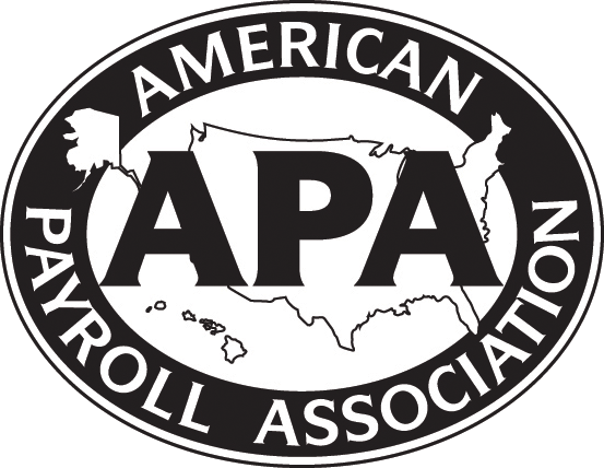 A black and white logo for the american payroll association
