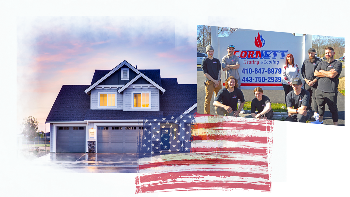 Home, American Flag & Cornett Team photo graphic