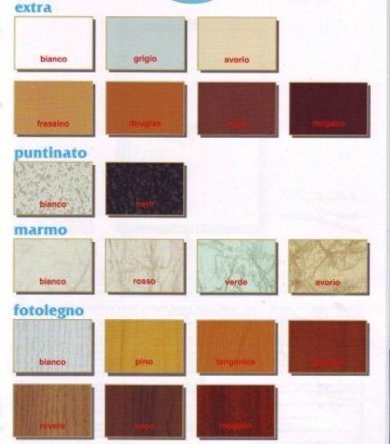 diverse finiture per porte a soffietto