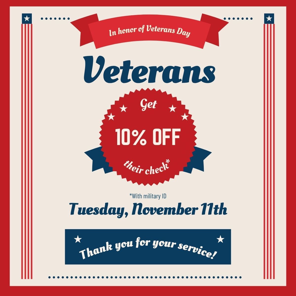 Veteran's day discount