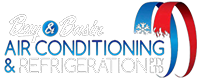 Logo for Bay & Burke Air Conditioning & Refrigeration PTY LTD, featuring text and a blue/red swirl design.