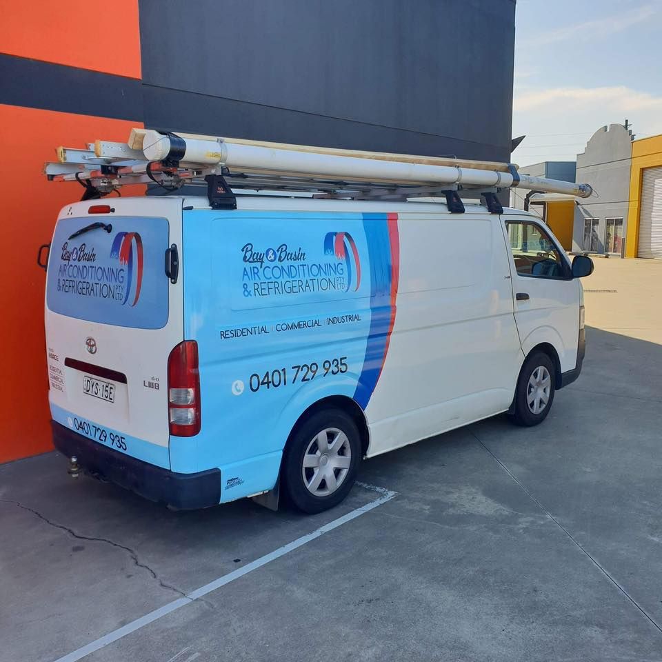 White Van with Company Logo — Bay & Basin Air Conditioning & Refrigeration Pty Ltd in St Georges Basin, NSW