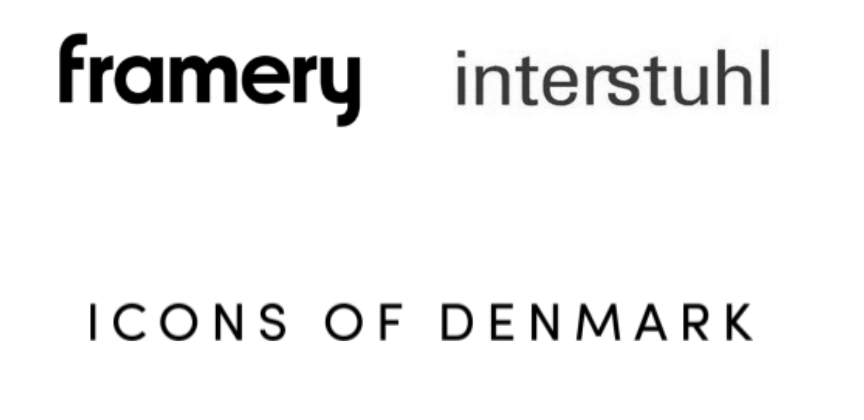 Framery and interstuhl logos above the text “ICONS OF DENMARK”
