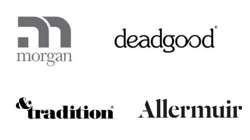 Four brand logos: Morgan, deadgood, &tradition, and Allermuir on a white background