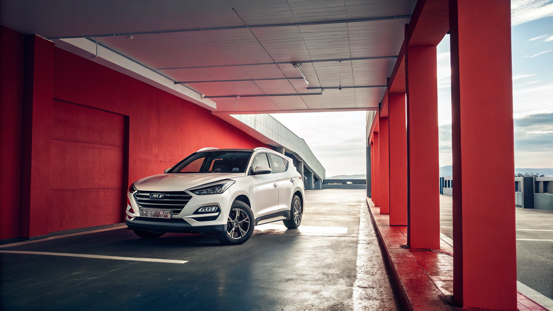 Mid-century modern credenza with a lamp and decorative objects, in a sunlit room.