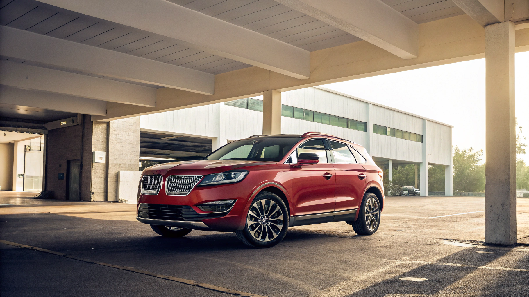 Mid-century modern credenza with a lamp and decorative objects, in a sunlit room.