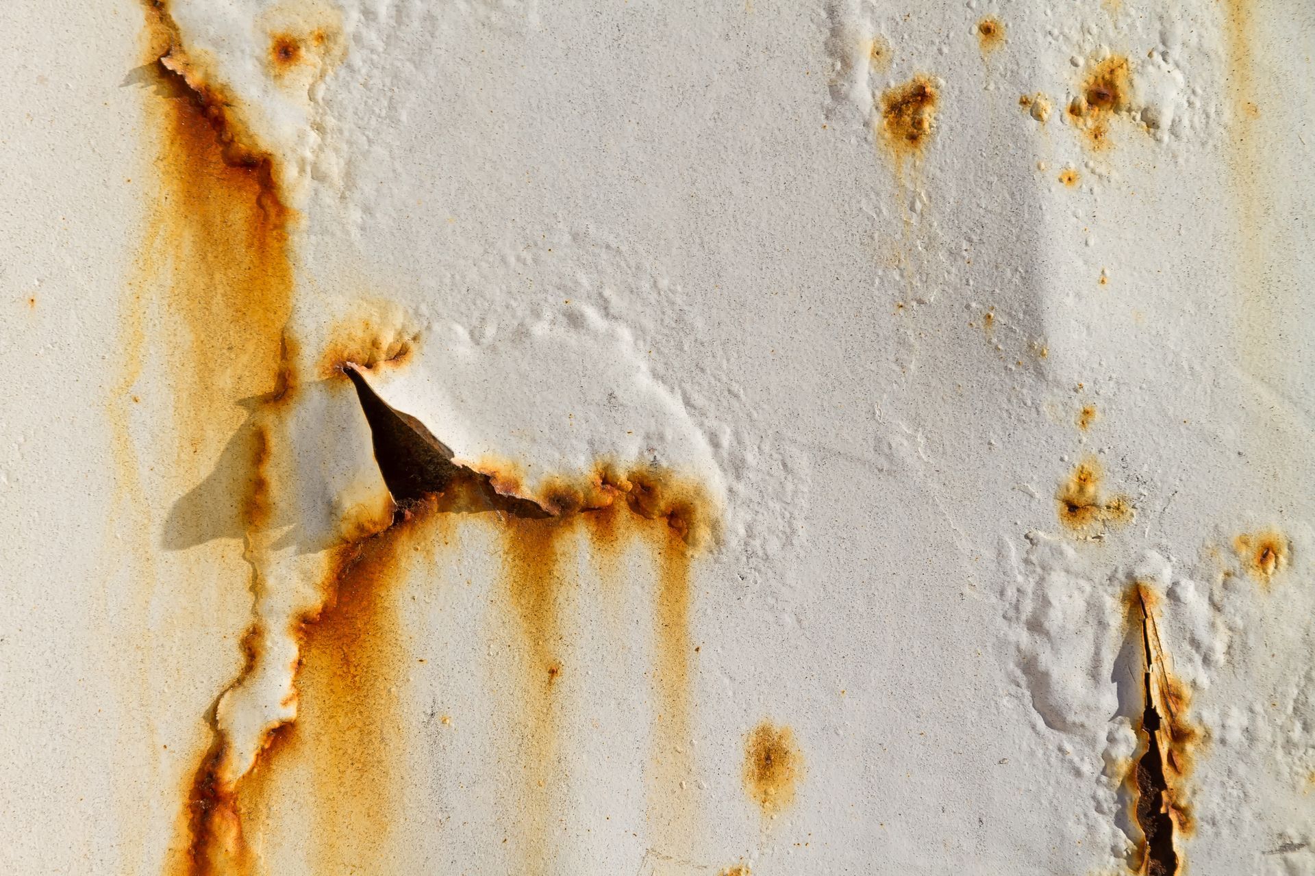 Rust stains on metal panel. Rust stains on metal panel.