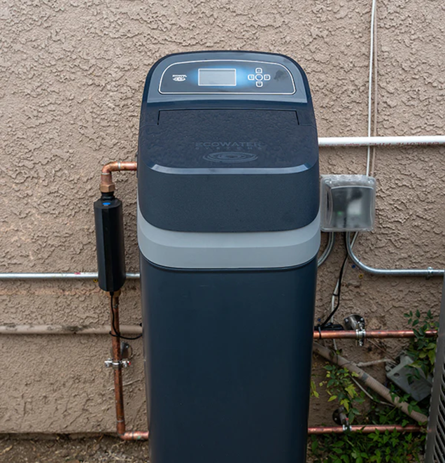 Front view of house water filtration system.