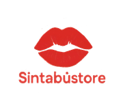 Un logotipo para sintabustore con un labio rojo sobre un fondo blanco.